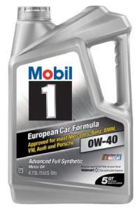 Mobil 1 synthetic 0W-40 5 quart container