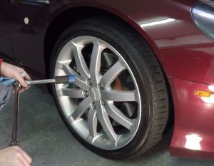 Torquing a Road Wheel on an Aston Martin DB9