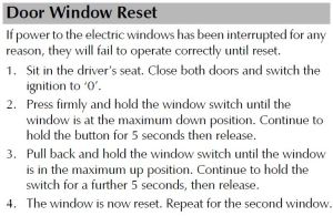 Aston Martin D9 Owners Manual Door Windows Reset Procedure