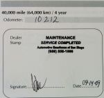 Aston Martin A01906 4 Year Service Record