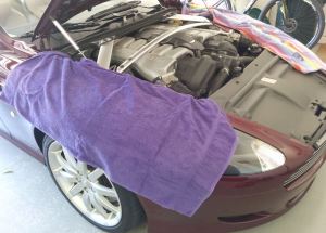 Aston Martin DB9 Fenders Covered with Towels